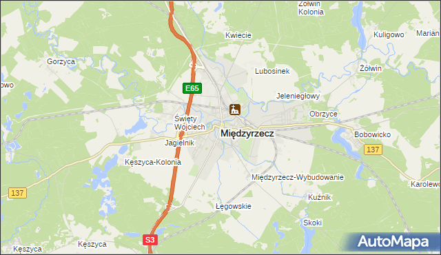 mapa Międzyrzecz, Międzyrzecz na mapie Targeo