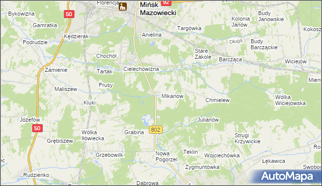 mapa Mikanów, Mikanów na mapie Targeo