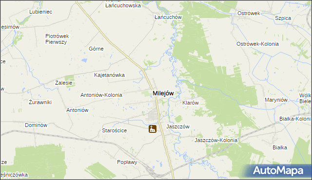 mapa Milejów powiat łęczyński, Milejów powiat łęczyński na mapie Targeo