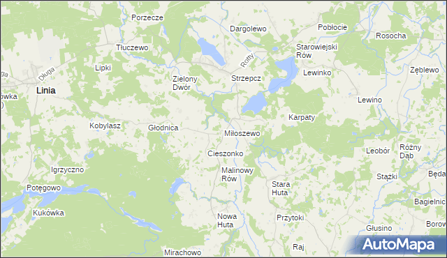 mapa Miłoszewo, Miłoszewo na mapie Targeo