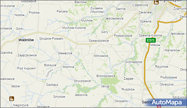 mapa Mirkowice gmina Bodzechów, Mirkowice gmina Bodzechów na mapie Targeo