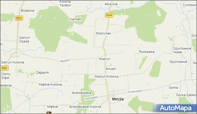 mapa Modryń, Modryń na mapie Targeo