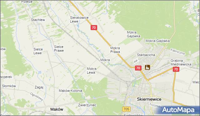 mapa Mokra gmina Skierniewice, Mokra gmina Skierniewice na mapie Targeo