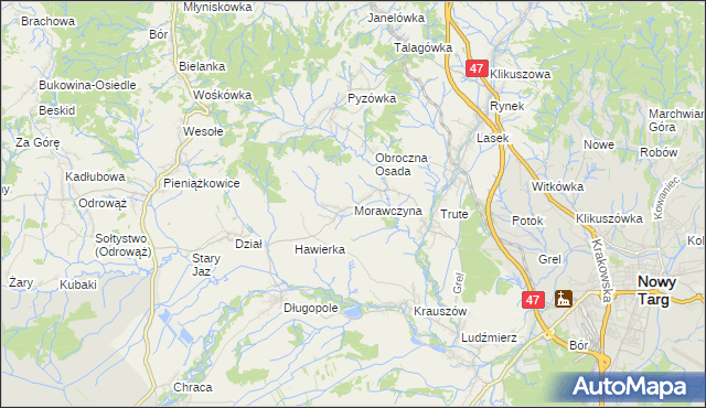 mapa Morawczyna, Morawczyna na mapie Targeo