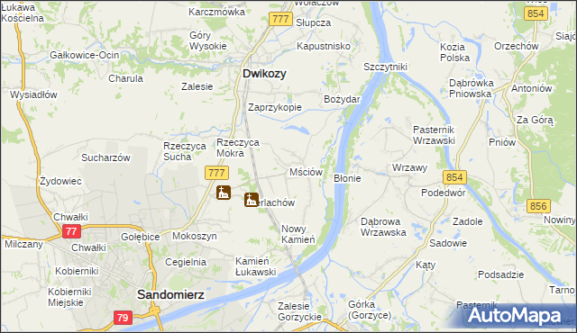 mapa Mściów, Mściów na mapie Targeo