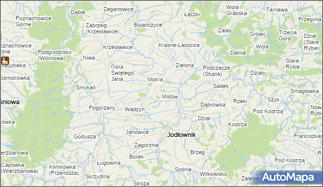 mapa Mstów gmina Jodłownik, Mstów gmina Jodłownik na mapie Targeo