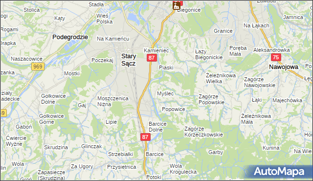 mapa Myślec, Myślec na mapie Targeo