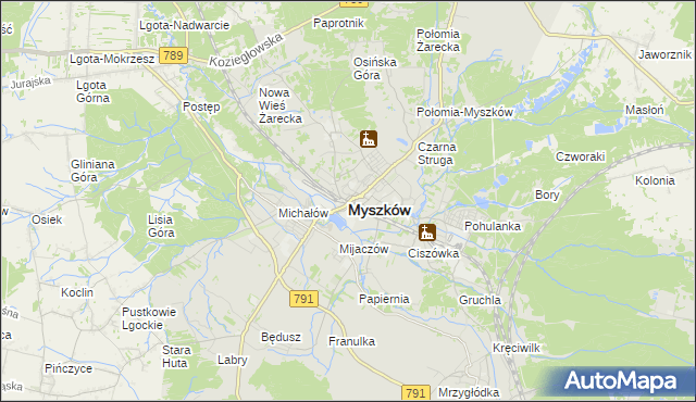 mapa Myszków, Myszków na mapie Targeo