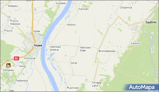 mapa Nebrowo Małe, Nebrowo Małe na mapie Targeo