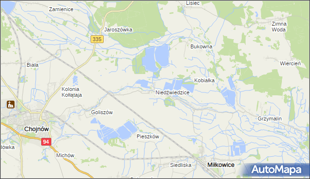 mapa Niedźwiedzice, Niedźwiedzice na mapie Targeo