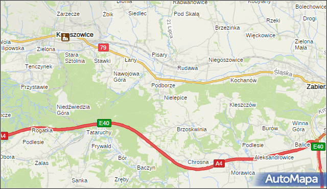 mapa Nielepice, Nielepice na mapie Targeo