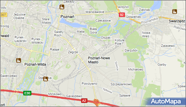 mapa Nowe Miasto gmina Poznań, Nowe Miasto gmina Poznań na mapie Targeo