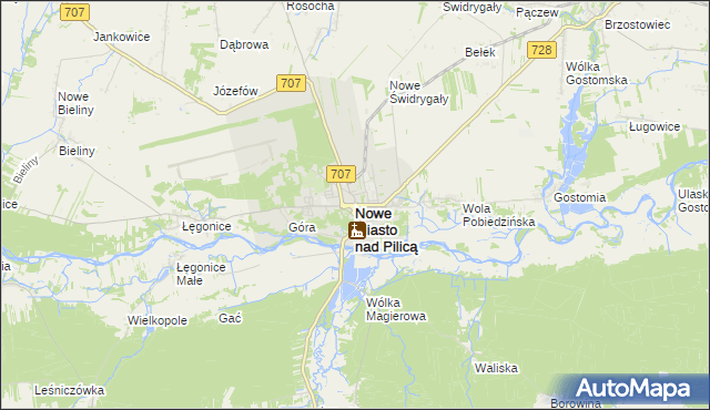 mapa Nowe Miasto nad Pilicą, Nowe Miasto nad Pilicą na mapie Targeo