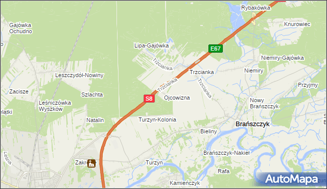 mapa Ojcowizna, Ojcowizna na mapie Targeo