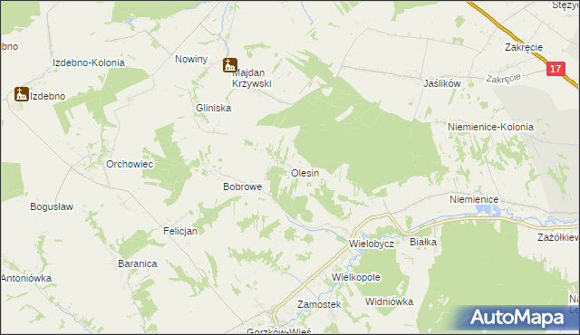 mapa Olesin gmina Gorzków, Olesin gmina Gorzków na mapie Targeo