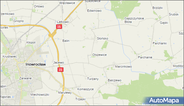 mapa Olszewice gmina Inowrocław, Olszewice gmina Inowrocław na mapie Targeo
