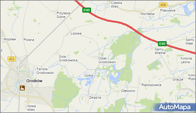 mapa Osiek Grodkowski, Osiek Grodkowski na mapie Targeo