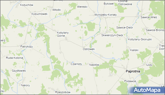 mapa Ostrówek gmina Repki, Ostrówek gmina Repki na mapie Targeo