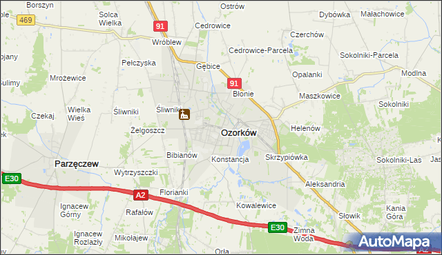 mapa Ozorków, Ozorków na mapie Targeo