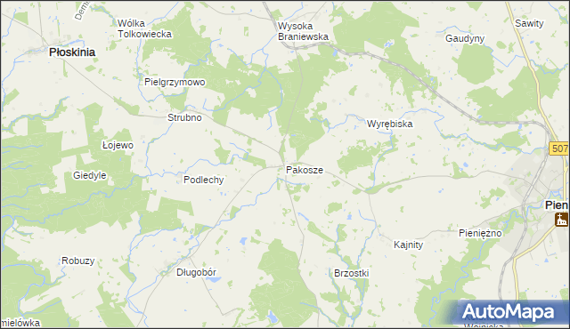 mapa Pakosze, Pakosze na mapie Targeo