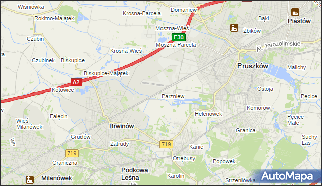mapa Parzniew, Parzniew na mapie Targeo