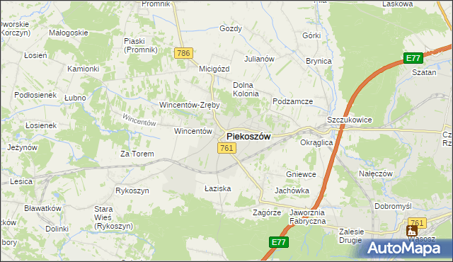 mapa Piekoszów, Piekoszów na mapie Targeo