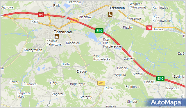 mapa Piła Kościelecka, Piła Kościelecka na mapie Targeo