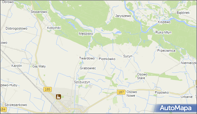 mapa Piotrkówko gmina Szamotuły, Piotrkówko gmina Szamotuły na mapie Targeo