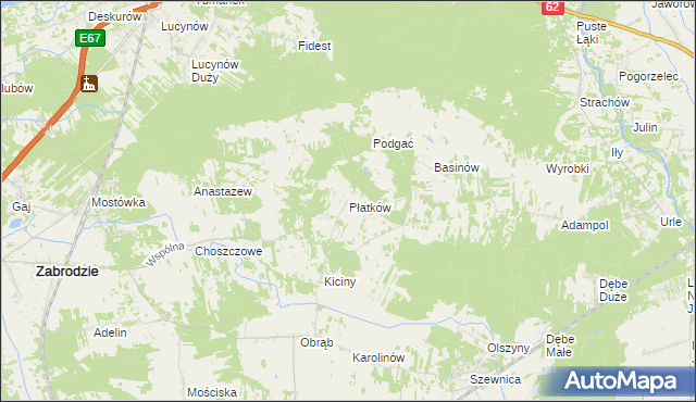 mapa Płatków gmina Zabrodzie, Płatków gmina Zabrodzie na mapie Targeo