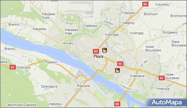 mapa Płock, Płock na mapie Targeo