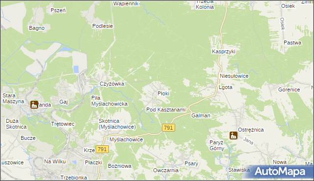 mapa Płoki gmina Trzebinia, Płoki gmina Trzebinia na mapie Targeo