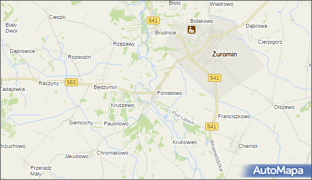 mapa Poniatowo gmina Żuromin, Poniatowo gmina Żuromin na mapie Targeo