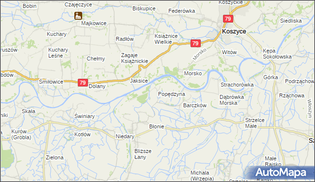 mapa Popędzyna, Popędzyna na mapie Targeo