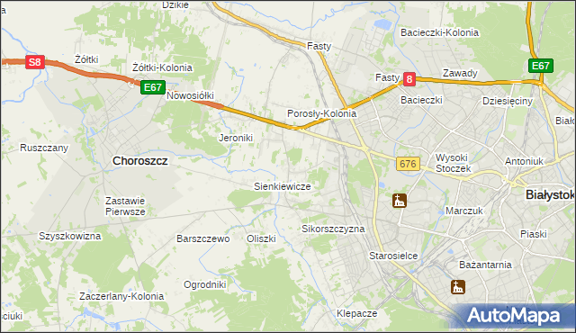 mapa Porosły, Porosły na mapie Targeo