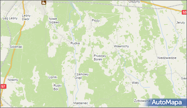 mapa Prusowy Borek, Prusowy Borek na mapie Targeo