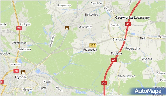 mapa Przegędza, Przegędza na mapie Targeo