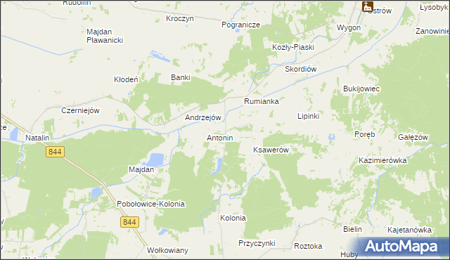 mapa Puszcza gmina Żmudź, Puszcza gmina Żmudź na mapie Targeo