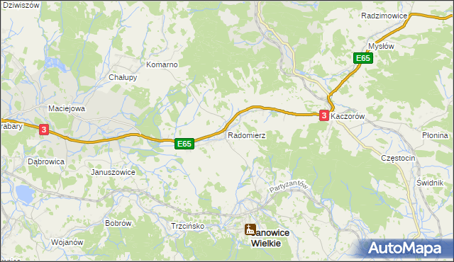mapa Radomierz gmina Janowice Wielkie, Radomierz gmina Janowice Wielkie na mapie Targeo