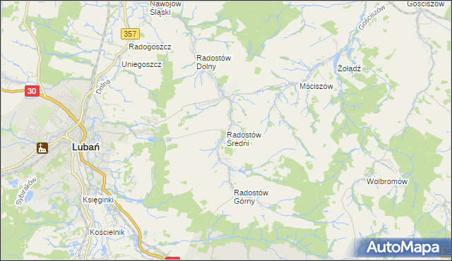 mapa Radostów Średni, Radostów Średni na mapie Targeo