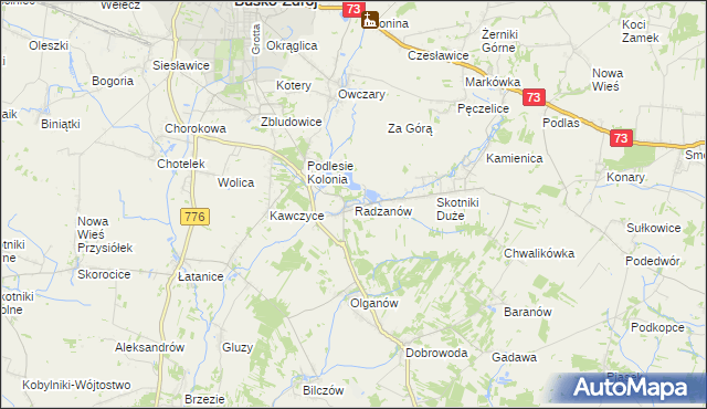 mapa Radzanów gmina Busko-Zdrój, Radzanów gmina Busko-Zdrój na mapie Targeo