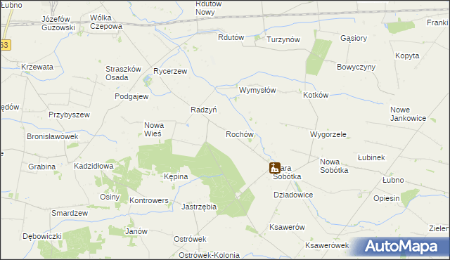 mapa Rochów gmina Grabów, Rochów gmina Grabów na mapie Targeo