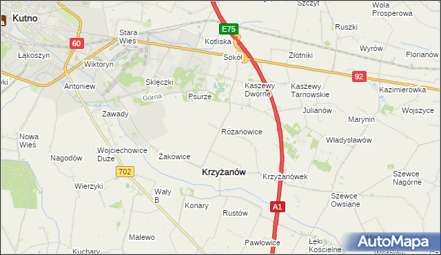 mapa Różanowice, Różanowice na mapie Targeo