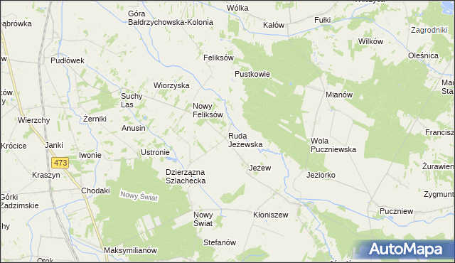 mapa Ruda Jeżewska, Ruda Jeżewska na mapie Targeo