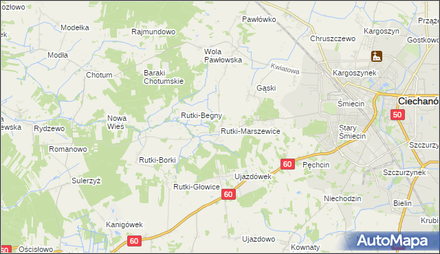 mapa Rutki-Marszewice, Rutki-Marszewice na mapie Targeo