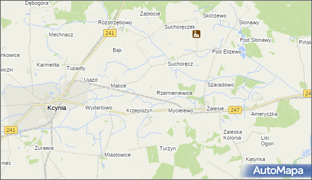 mapa Rzemieniewice gmina Kcynia, Rzemieniewice gmina Kcynia na mapie Targeo