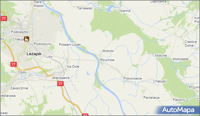 mapa Rzuchów gmina Leżajsk, Rzuchów gmina Leżajsk na mapie Targeo