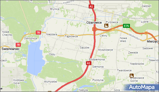 mapa Sączów, Sączów na mapie Targeo