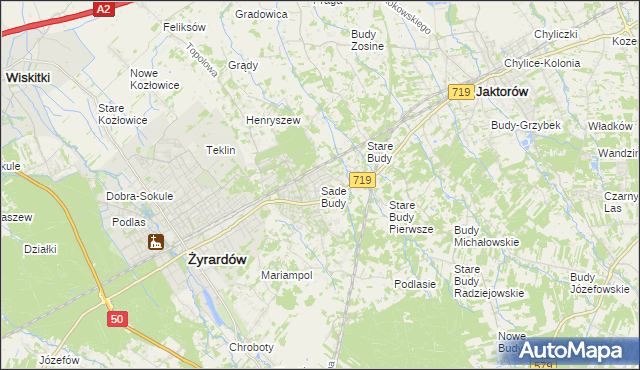 mapa Sade Budy, Sade Budy na mapie Targeo