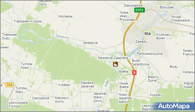 mapa Seredzice-Zawodzie, Seredzice-Zawodzie na mapie Targeo