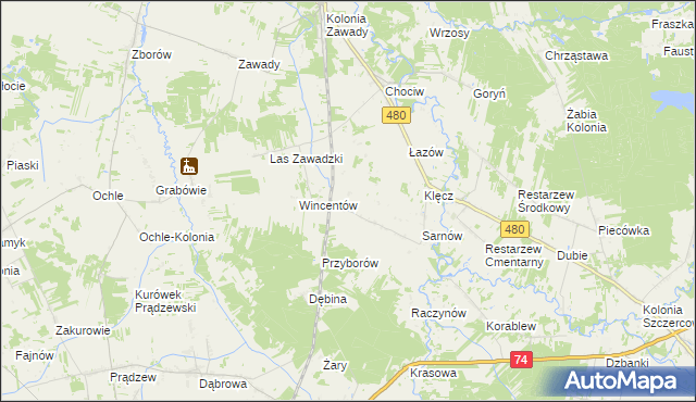 mapa Sewerynów gmina Widawa, Sewerynów gmina Widawa na mapie Targeo